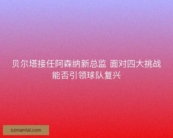 贝尔塔接任阿森纳新总监 面对四大挑战能否引领球队复兴