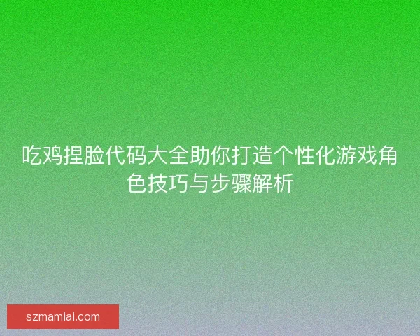 吃鸡捏脸代码大全助你打造个性化游戏角色技巧与步骤解析