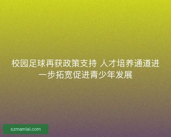 校园足球再获政策支持 人才培养通道进一步拓宽促进青少年发展