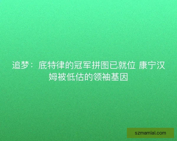 追梦：底特律的冠军拼图已就位 康宁汉姆被低估的领袖基因