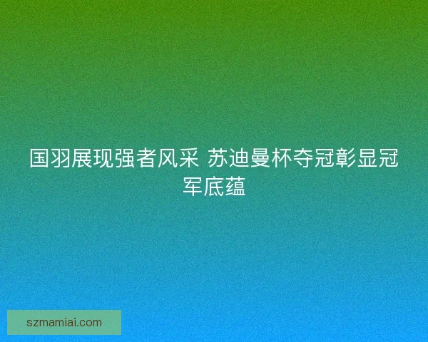 国羽展现强者风采 苏迪曼杯夺冠彰显冠军底蕴