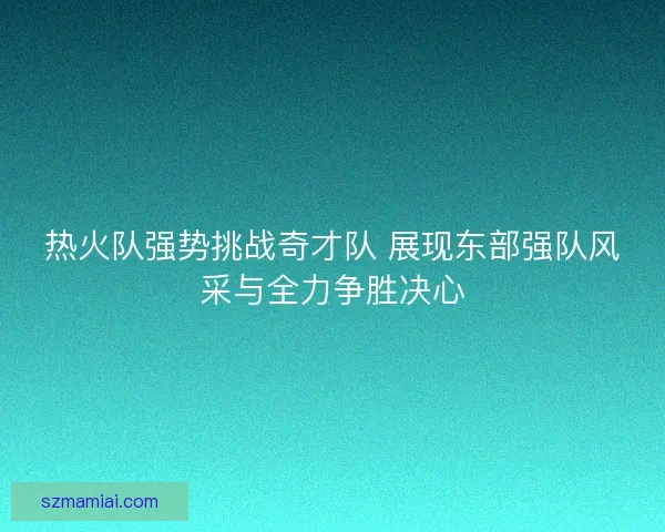 热火队强势挑战奇才队 展现东部强队风采与全力争胜决心